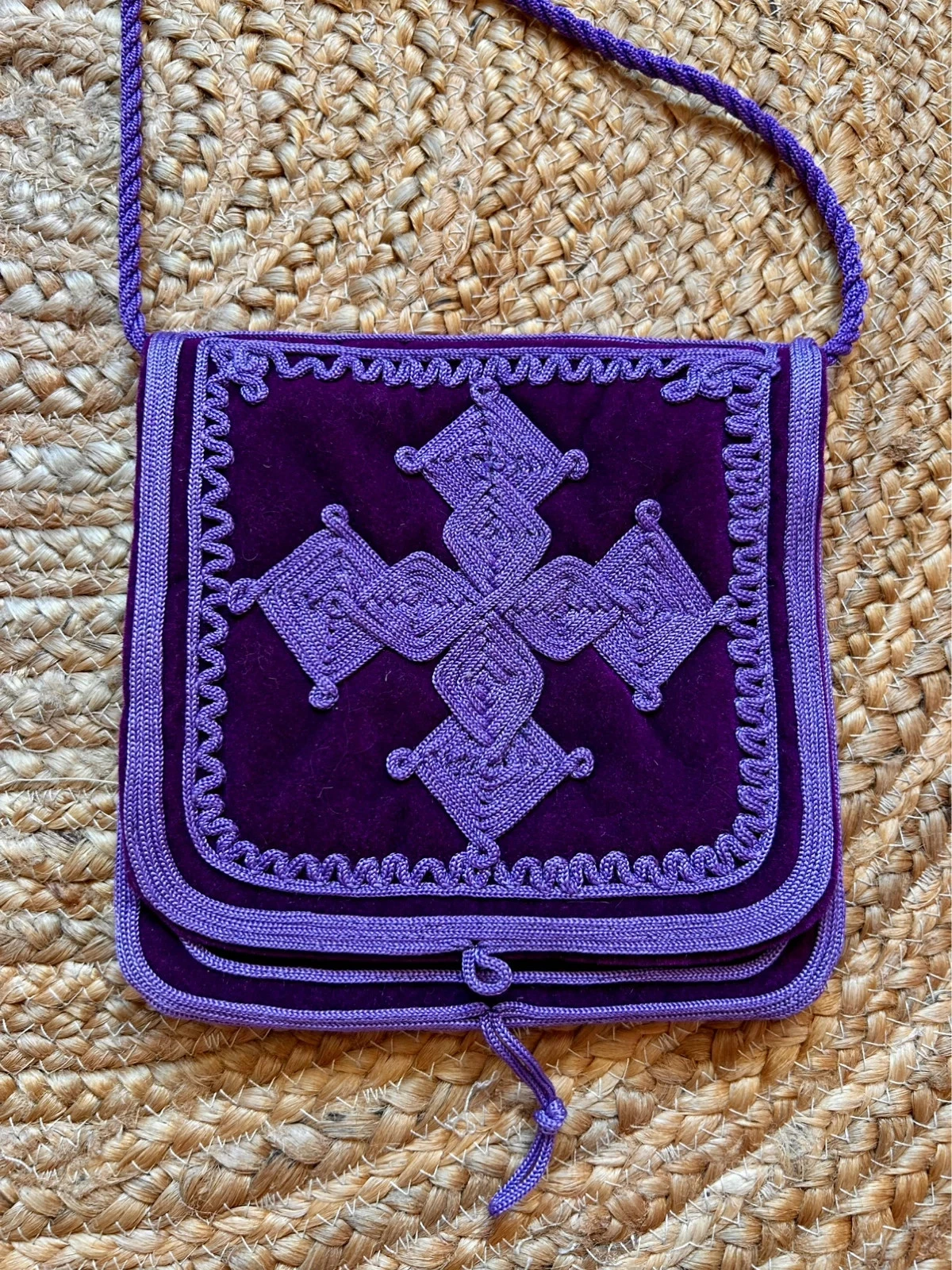 💜🪻Pochette velours violet bohème Vintage ethnique berbere Oriental velvet boho crossbody bag🪻💜 – photo 9